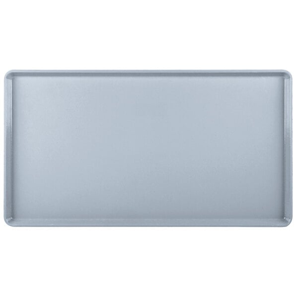 A rectangular slate blue tray with a gray surface.