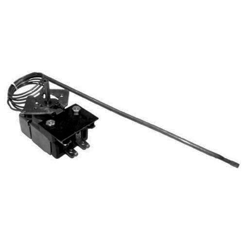 A black metal All Points thermostat with a long wire attached.