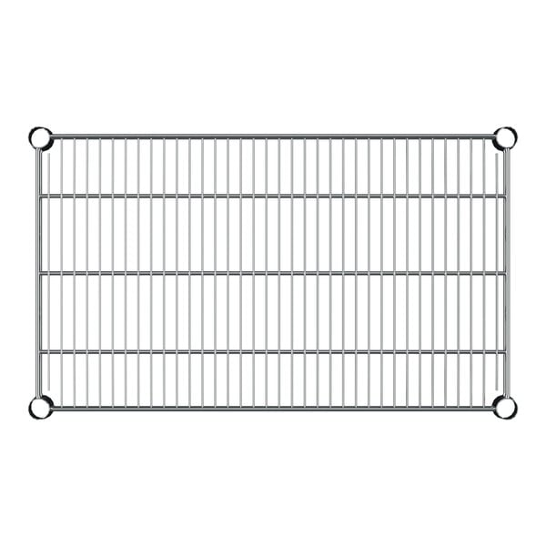 A close-up of a Regency chrome wire shelf.