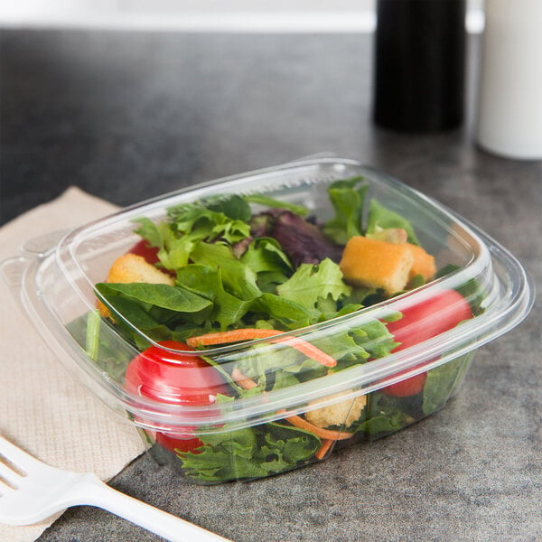 PET Tamper Resistant Hinged Salad Bowl with Dome Lid, 32 oz. (240