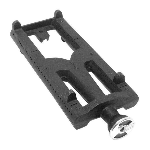A black cast iron broiler burner with air shutter.