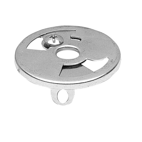 A silver round metal All Points air shutter with 2 slots.