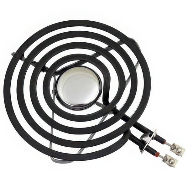 A black AllPoints 6" coil surface heater with a metal ring.