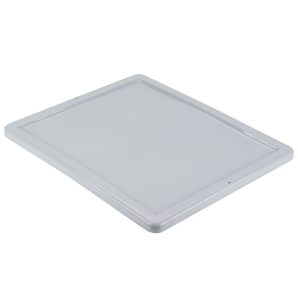 A Rubbermaid white plastic tote box lid.