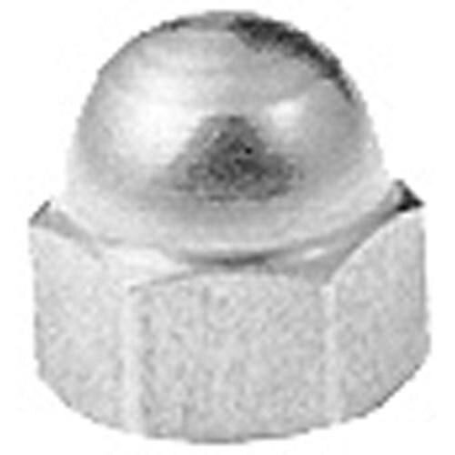 A silver hex nut with a silver top.