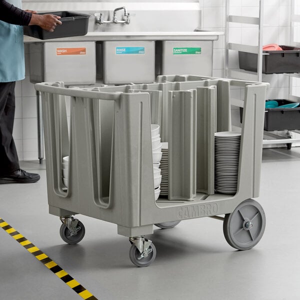Cambro ADCS480 S Series Adjustable Speckled Gray Dish Caddy with Vinyl Cover - 6 Column