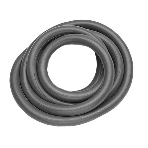 A close-up of a grey rubber tube on a white background.