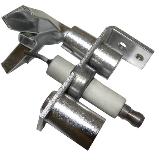 A metal pilot assembly with a white roller.