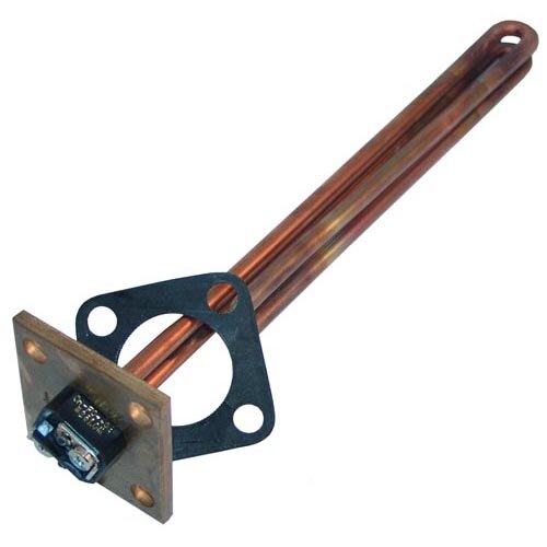 A copper heating element with a hole in the middle.