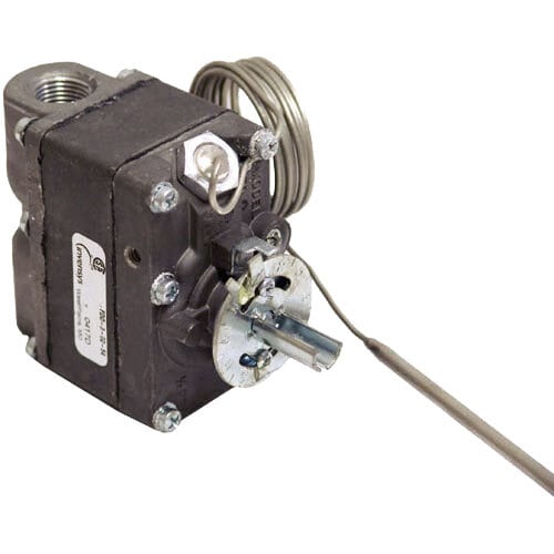 A close-up of an All Points FDO-1 thermostat with a 54" metal capillary.