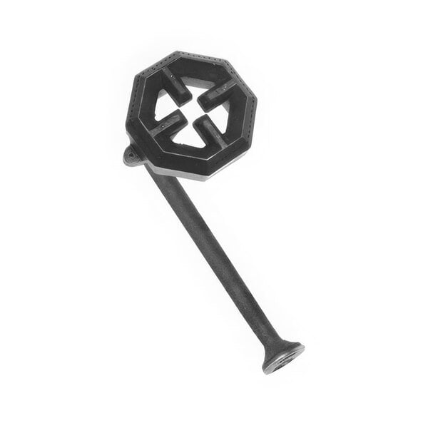 A black metal circular object with a cross on it.