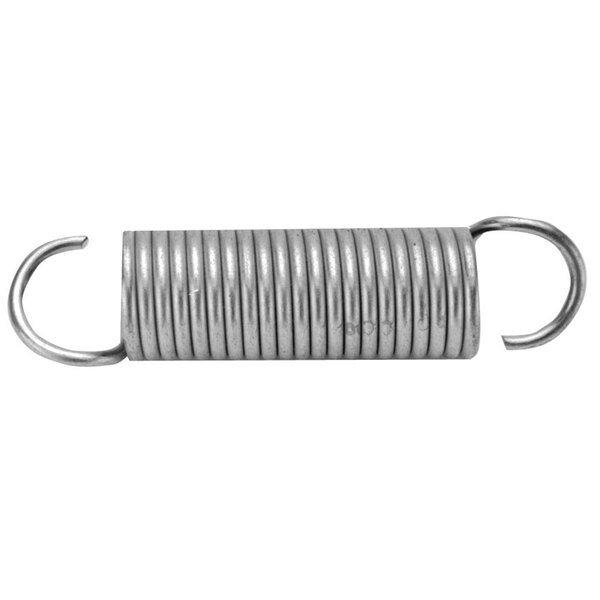 An All Points extension spring, a close-up of a coiled metal tube with a hook on the end.