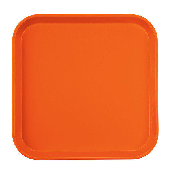 A square orange Cambro tray.