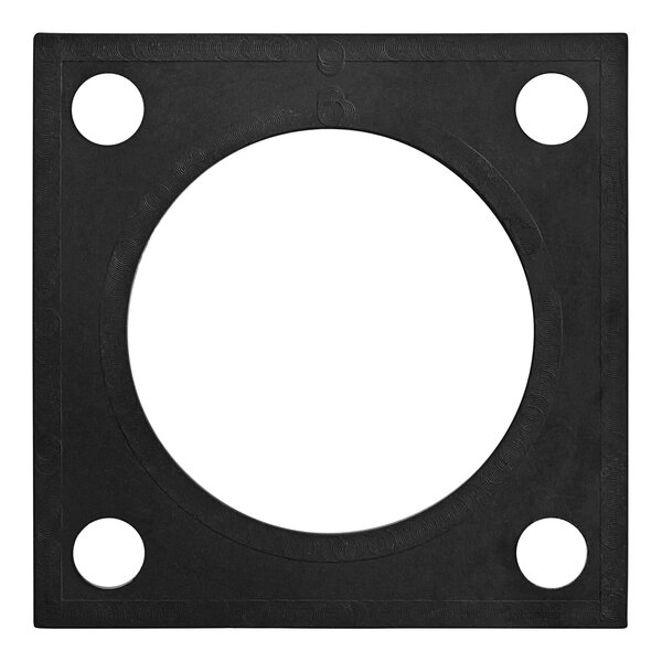 A black square Cleveland heating element gasket with holes.