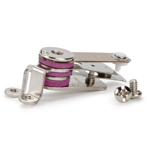 A silver and purple Hi-Limit Thermostat clamp with screws.