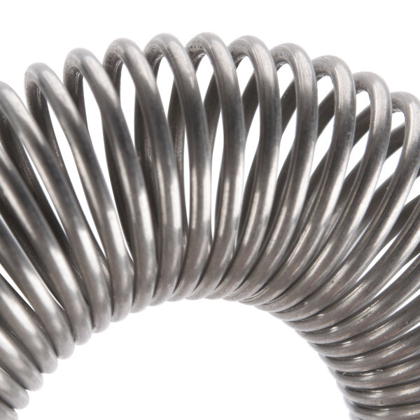 A close-up of a medium tension metal extension spring.