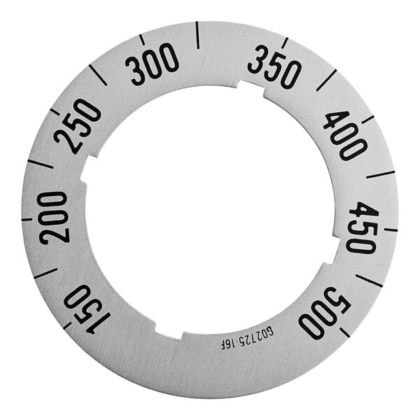 A circular metal US Range dial insert with numbers on it.