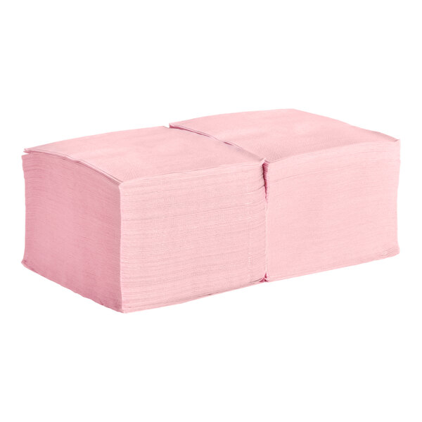 A pack of pink 2-ply beverage or cocktail napkins.