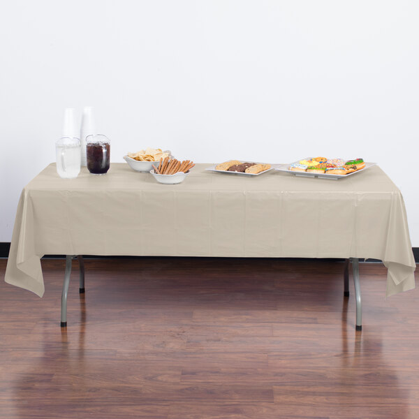 Download Home & Kitchen 710207B Ivory Creative Converting Touch of Color Plastic Lined Table Cover 54 by ...