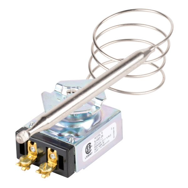 A Perfect Fry high limit thermostat with a wire attached to it.