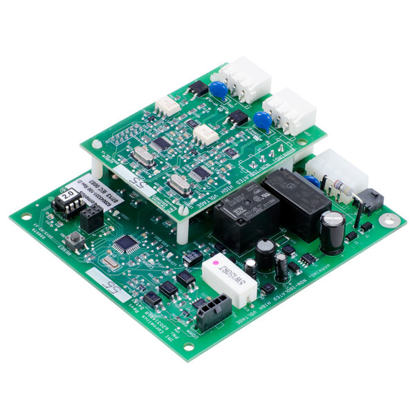 A green Cornelius motor control board with white and black components.