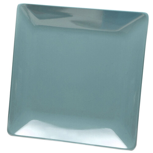 An Elite Global Solutions squared melamine plate in Abyss blue on a white surface.