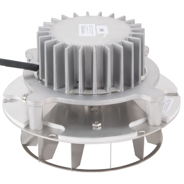 A TurboChef blower motor assembly with a black cover over the exhaust fan.