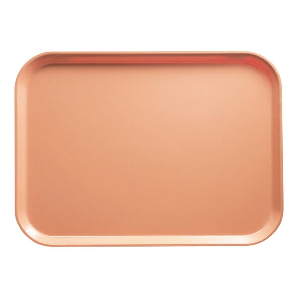 A close-up of a rectangular dark peach Cambro tray.