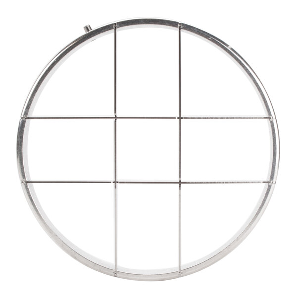 A metal circle with grids for dicing salad.