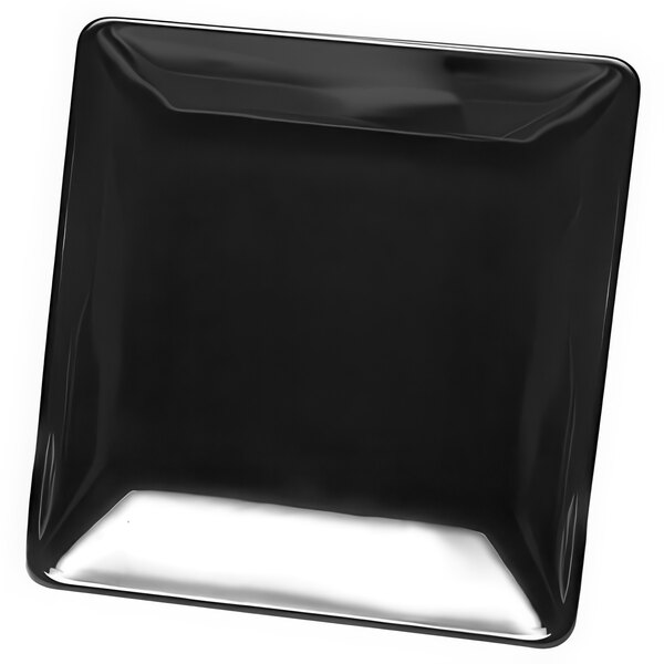 A black square Elite Global Solutions melamine plate with a white border.