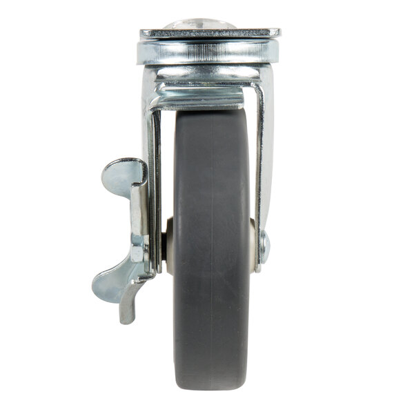 A black swivel caster wheel for a Cambro dolly.