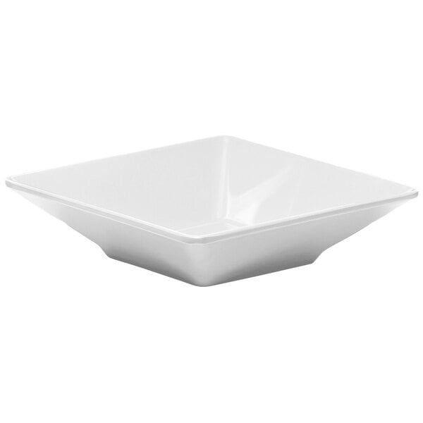 A white square Elite Global Solutions melamine bowl.