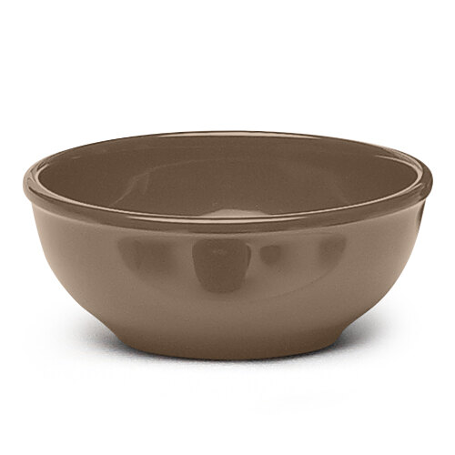 An Elite Global Solutions brown melamine bowl with a white background.