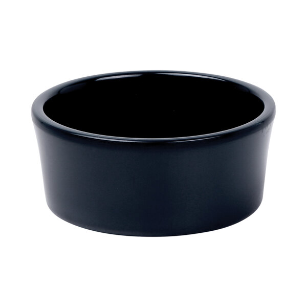 A black Elite Global Solutions melamine ramekin.