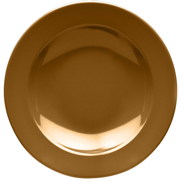 A brown Elite Global Solutions melamine pasta bowl with a white background.