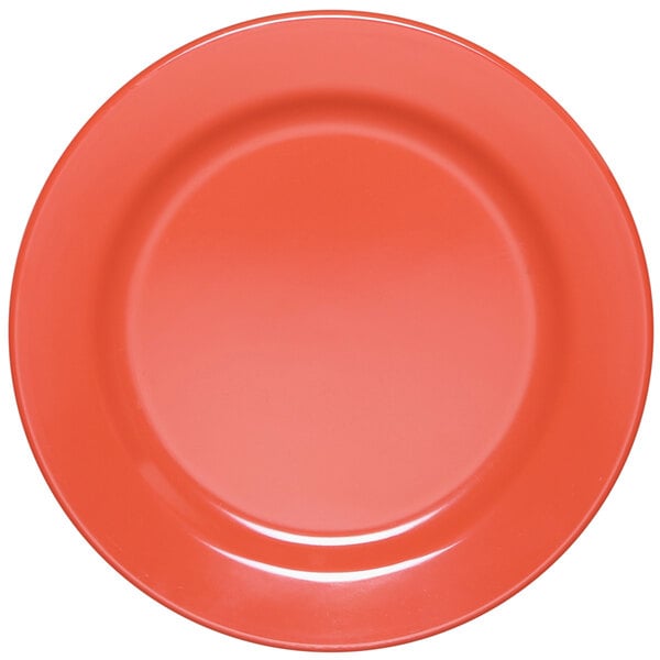 An Elite Global Solutions Rio Spring Coral melamine plate with an orange color on it.