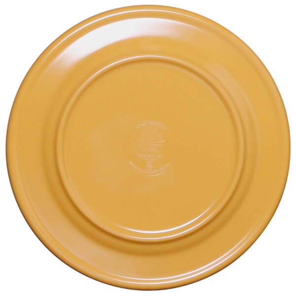 A yellow Elite Global Solutions Rio melamine plate.
