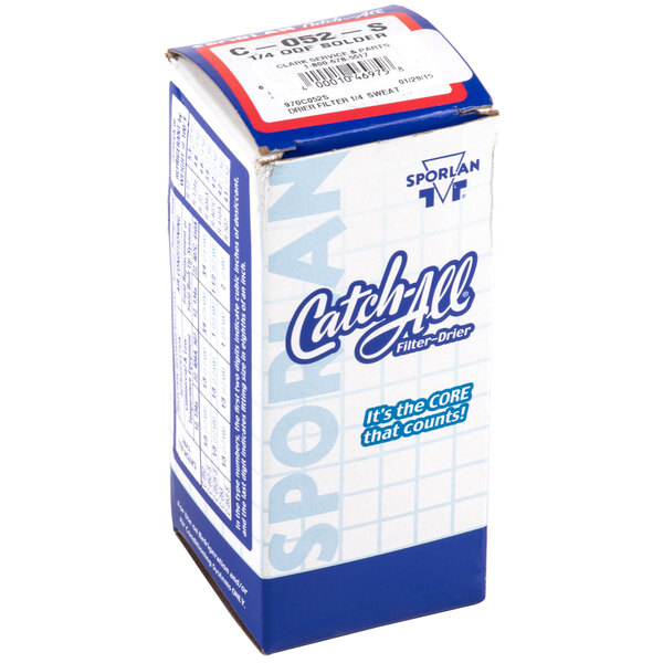 A box of 1/4" Replacement Refrigerant Filter Driers on a white background.