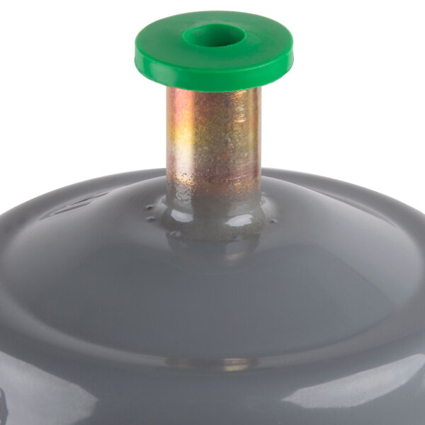 A green metal cylinder with a 1/4" metal tube on top.