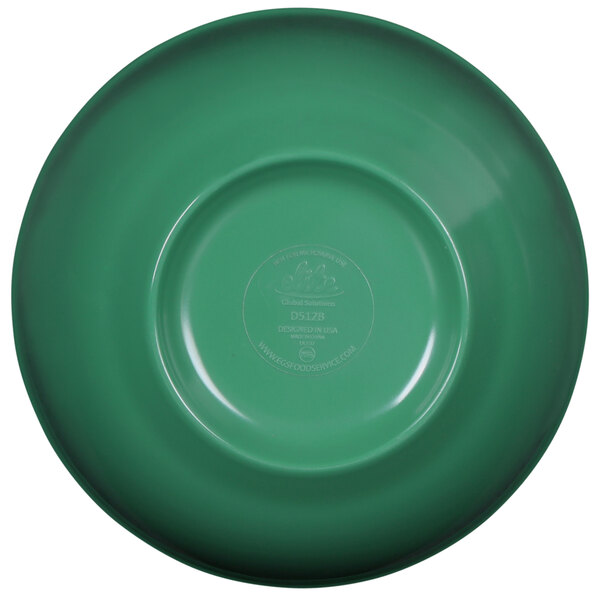 An Elite Global Solutions Rio Autumn Green melamine bowl with a white rim.
