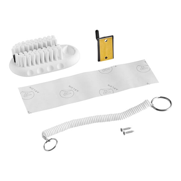 A white Carlisle Sparta hand and nail brush kit.