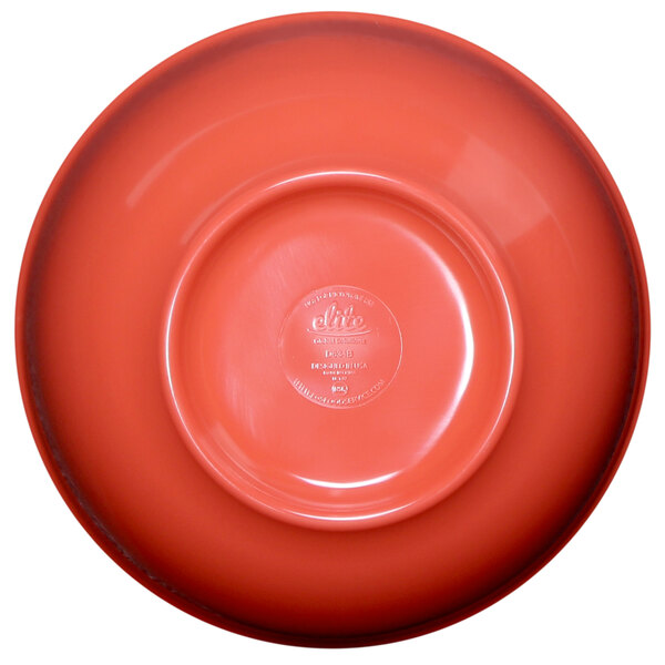 A red Elite Global Solutions melamine bowl with a white background.