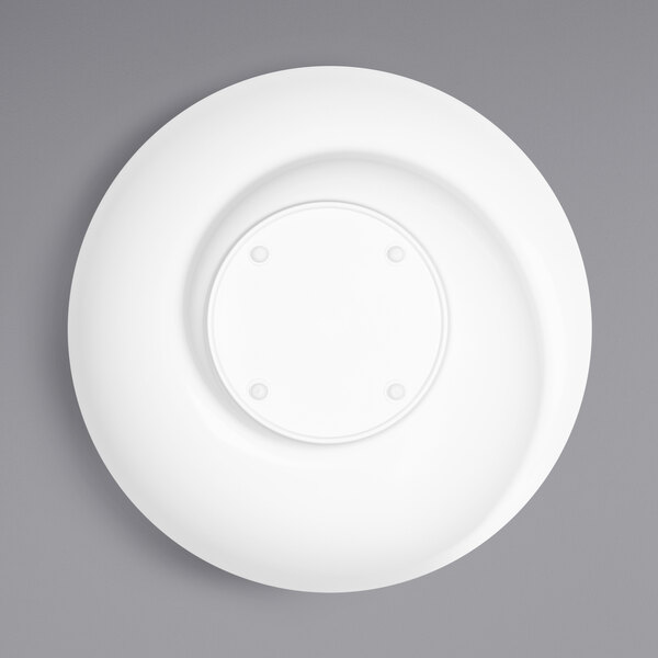 A white melamine bowl with a round center.