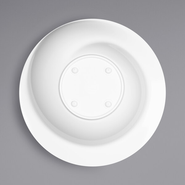 A white melamine bowl with a spiral center.
