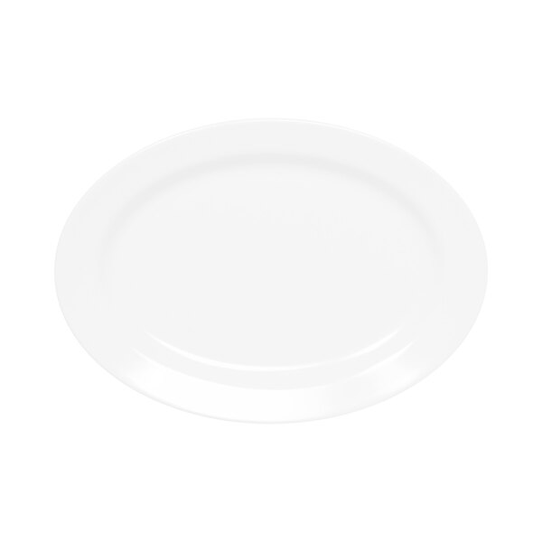 A white Elite Global Solutions oval melamine platter.