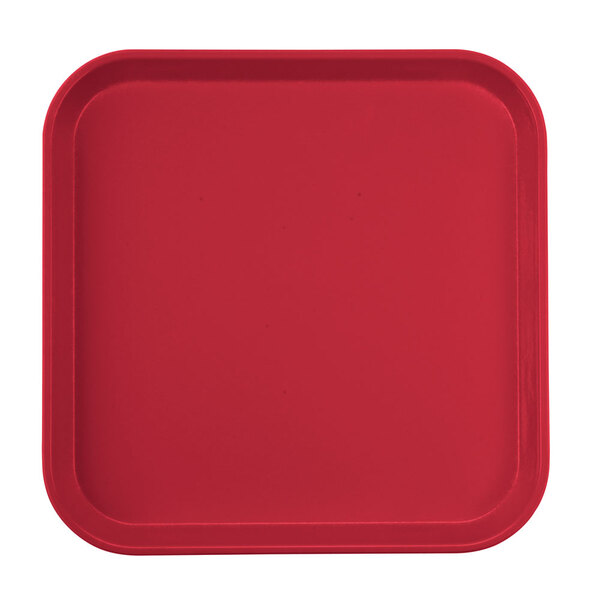 A red square Cambro fiberglass tray.