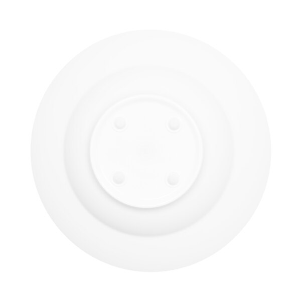 A white melamine bowl with a rimmed circular design.