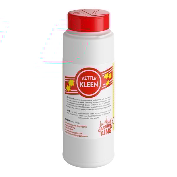 A 31 oz. container of Carnival King Kettle Kleen concentrated kettle cleaner with a red cap.