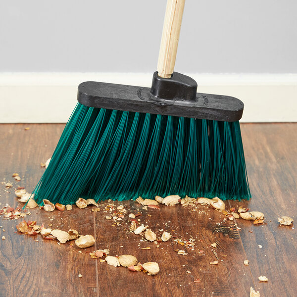 Carlisle 36867EC09 DuoSweep 12" Medium Duty Angled Broom Head with Green Flagged Bristles