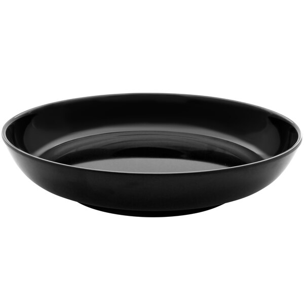An Elite Global Solutions black melamine bowl.